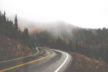 Rainy mountain road fade stock photo containing hurricane ridge and pacific