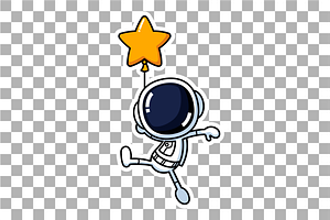 Cute Astronaut With A Star Balloon