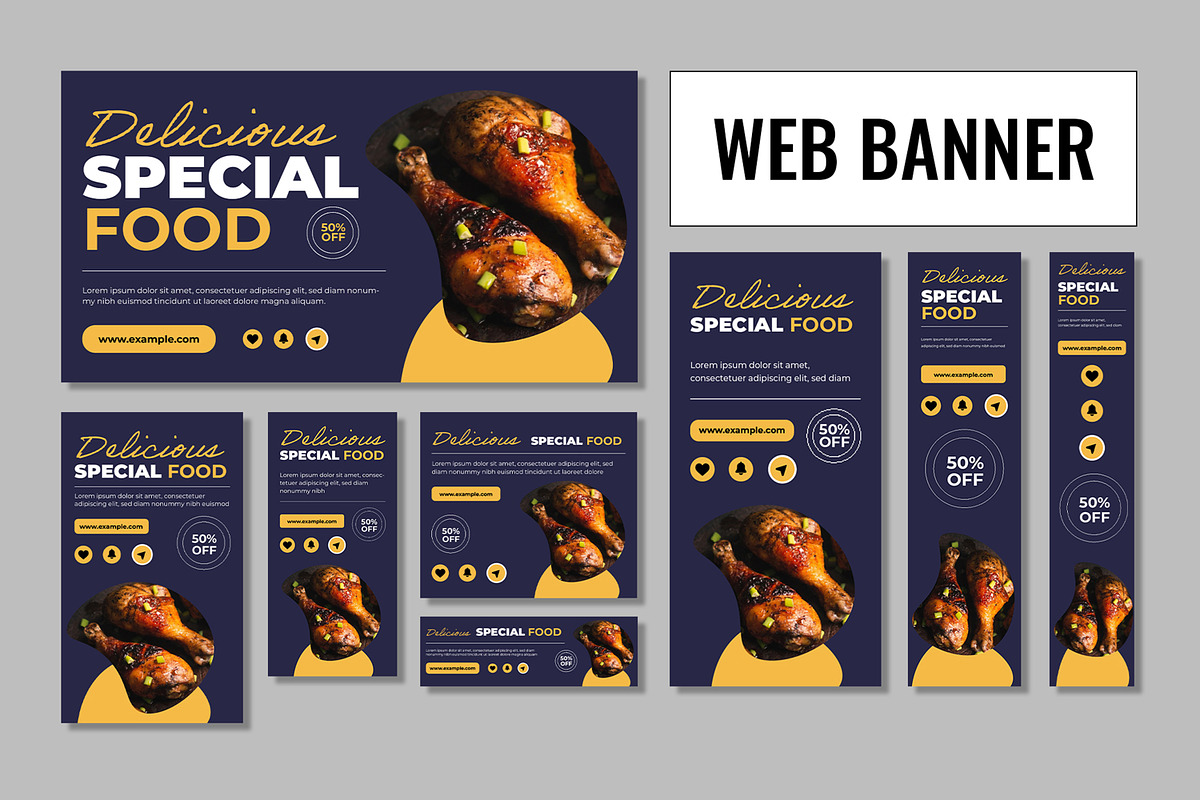 Food Web Banner Set, an UI Kit Template by CreativeShaper (Photo 1 of 4)