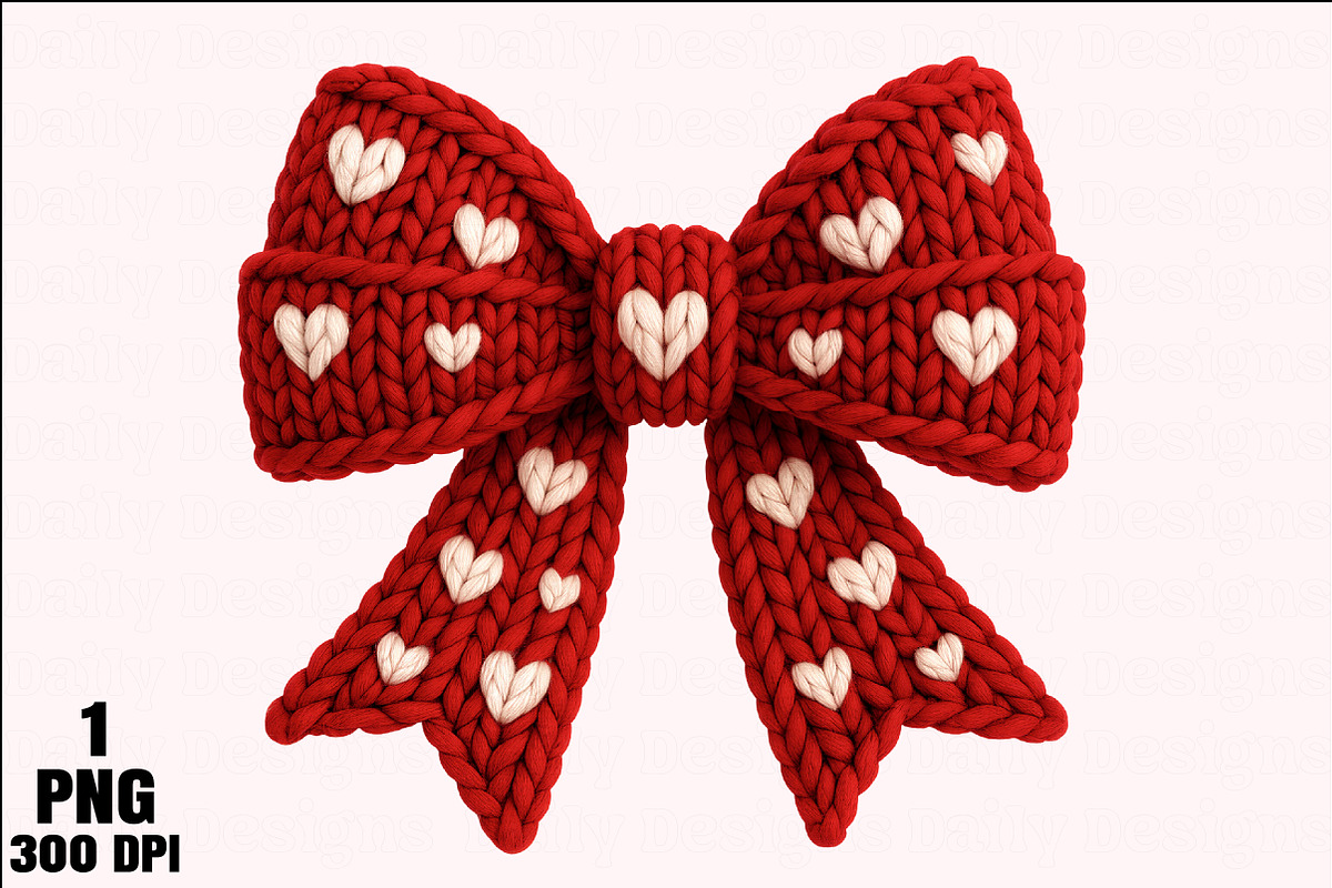 Yarn Faux Valentine's Day Bow PNG, an Illustration by Daily.Designs (Photo 1 of 5)