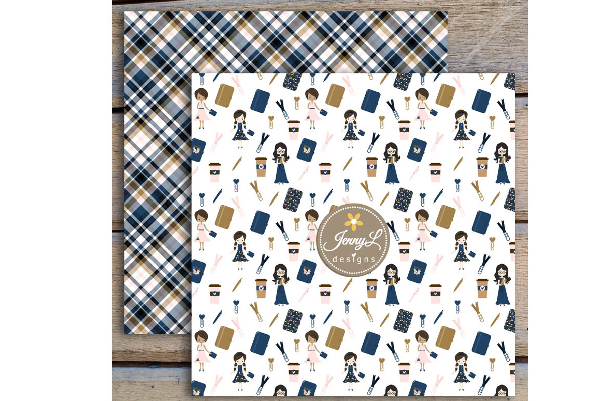 Planner Girl Digital papers &Clipart, a Pattern Graphic by JennyL Designs (Photo 3 of 5)