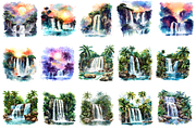 Watercolor Waterfalls Clipart, a Decorative Illustration by stickermadness (Thumbnail 2 of 3)