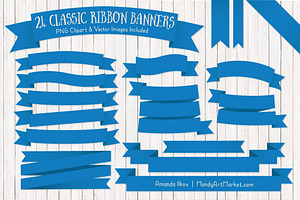 Blue Ribbon Banner Clipart, an Illustration by Amanda Ilkov