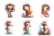 Whimsical Summer Seahorse Clipart, an Illustration by CreationArt (Thumbnail 7 of 7)