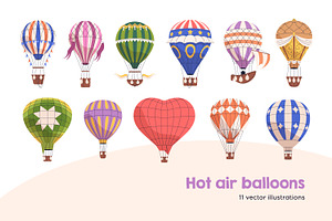 Hot air balloons for sky flying set, a Transportation Illustration by Good Studio