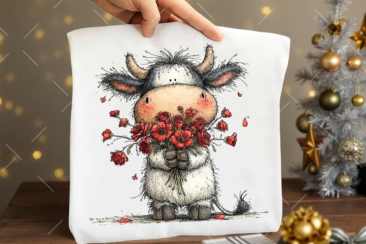 Whimsical Valentine Cow Clipart, an Illustration by OK Design (Photo 6 of 6)