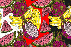 Botanical tropical fruits maximalist