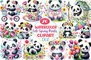 Cute Spring Panda Clipart, an Illustration by DreamCafeArt (Thumbnail 1 of 4)