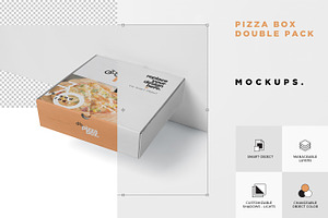 Pizza Box Mockup - Double Pack