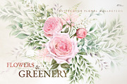 Flowers & Greenery, floral cliparts, a Texture Illustration by ollalya (Thumbnail 1 of 16)