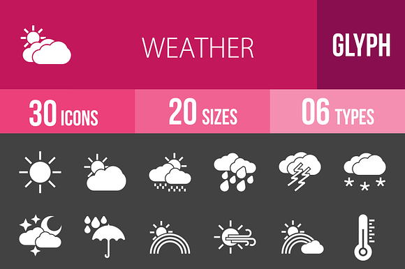 30 Weather Glyph Inverted Icons