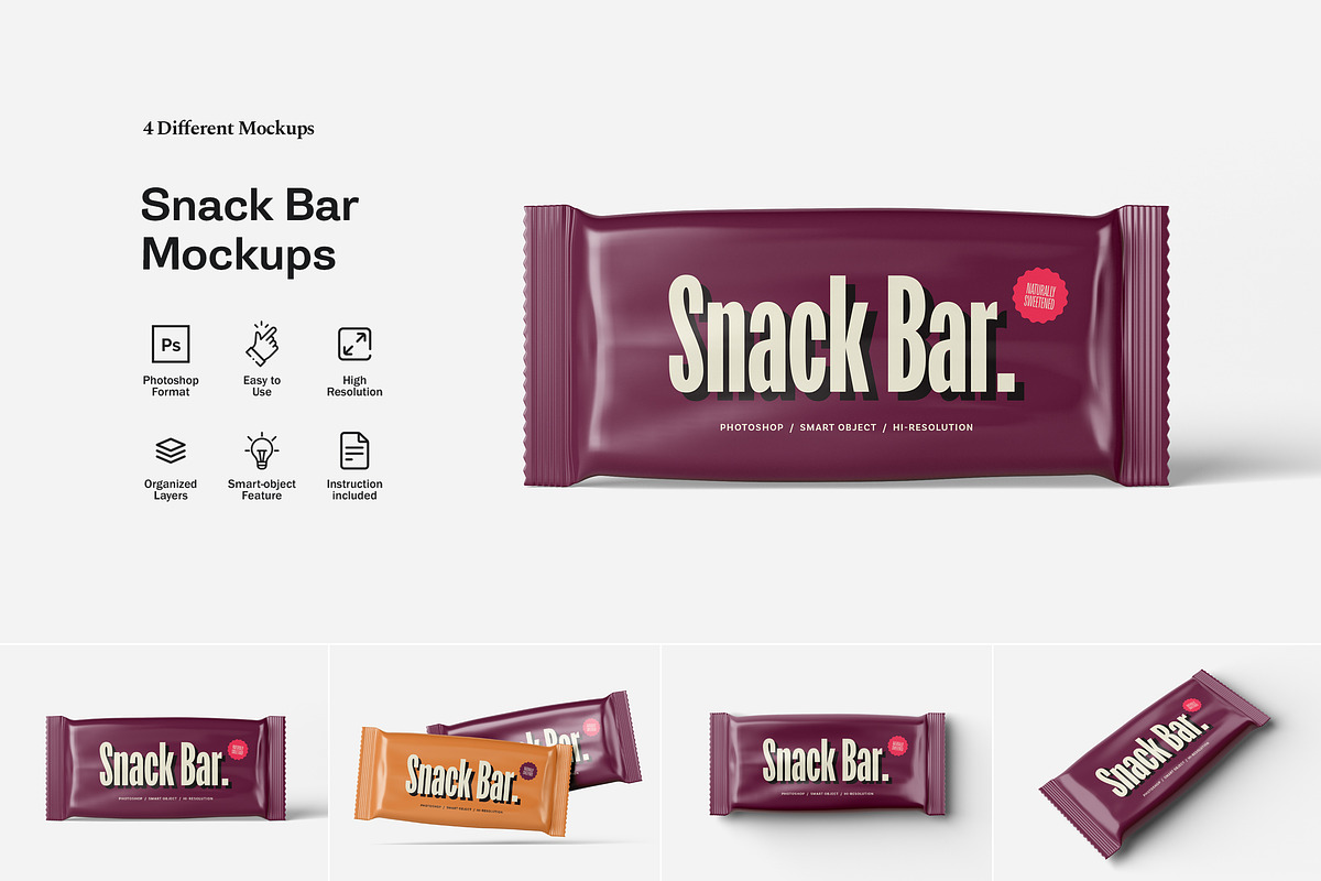 Snack Bar Packaging Mockups, a Packaging Mockup by artimasa (Photo 1 of 5)