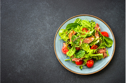 Healthy salad with green leaves, a Food & Drink Photo by Nadia-nb