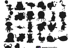 Cartoon Animal Silhouettes Set 7