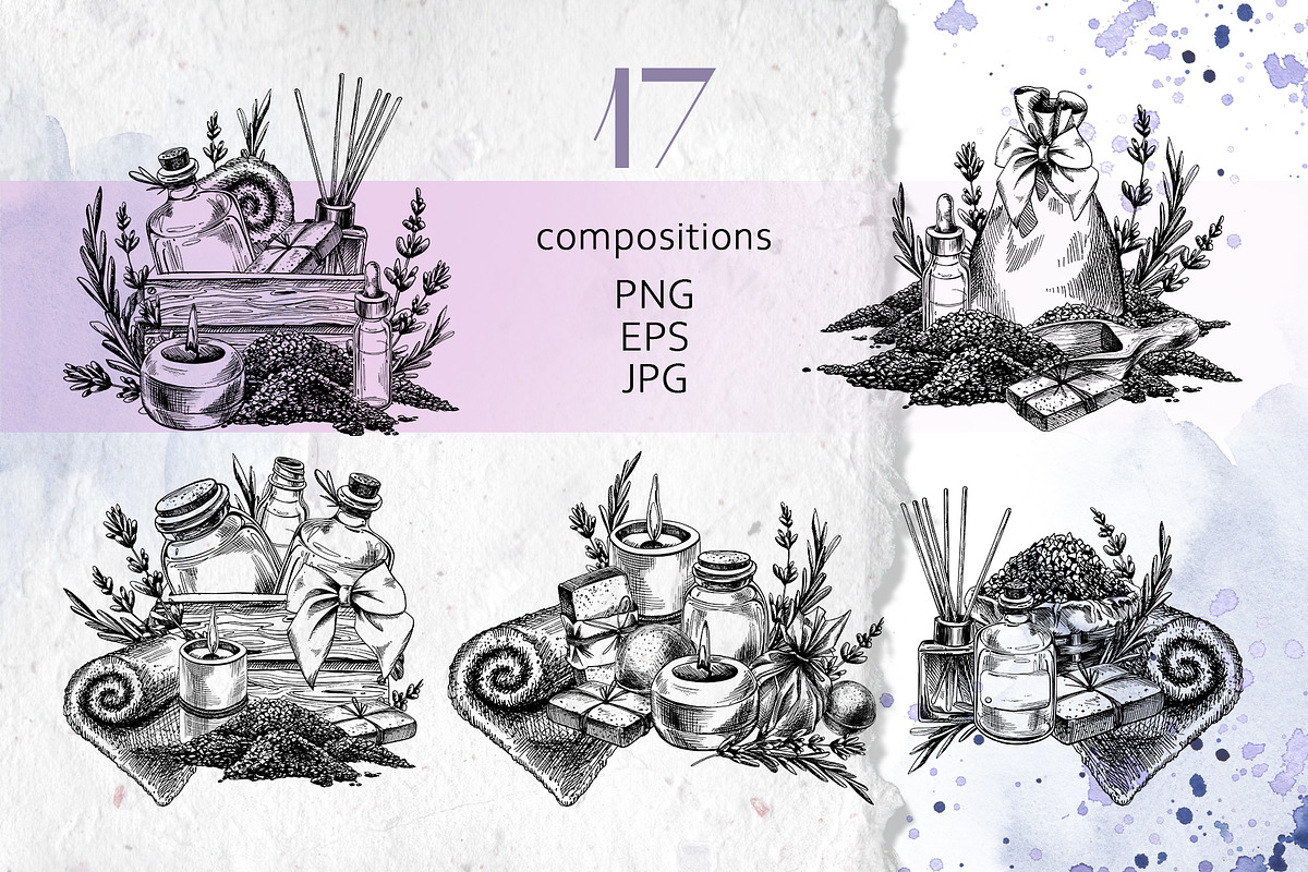 Cosmetics lavender SPA line clipart, an Illustration by NATASHA CHU (Photo 4 of 16)