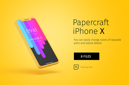 Paper model iPhoneX mockup