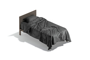Black Wooden Single Bed 3D Model, an Object 3D Model by rebrandy