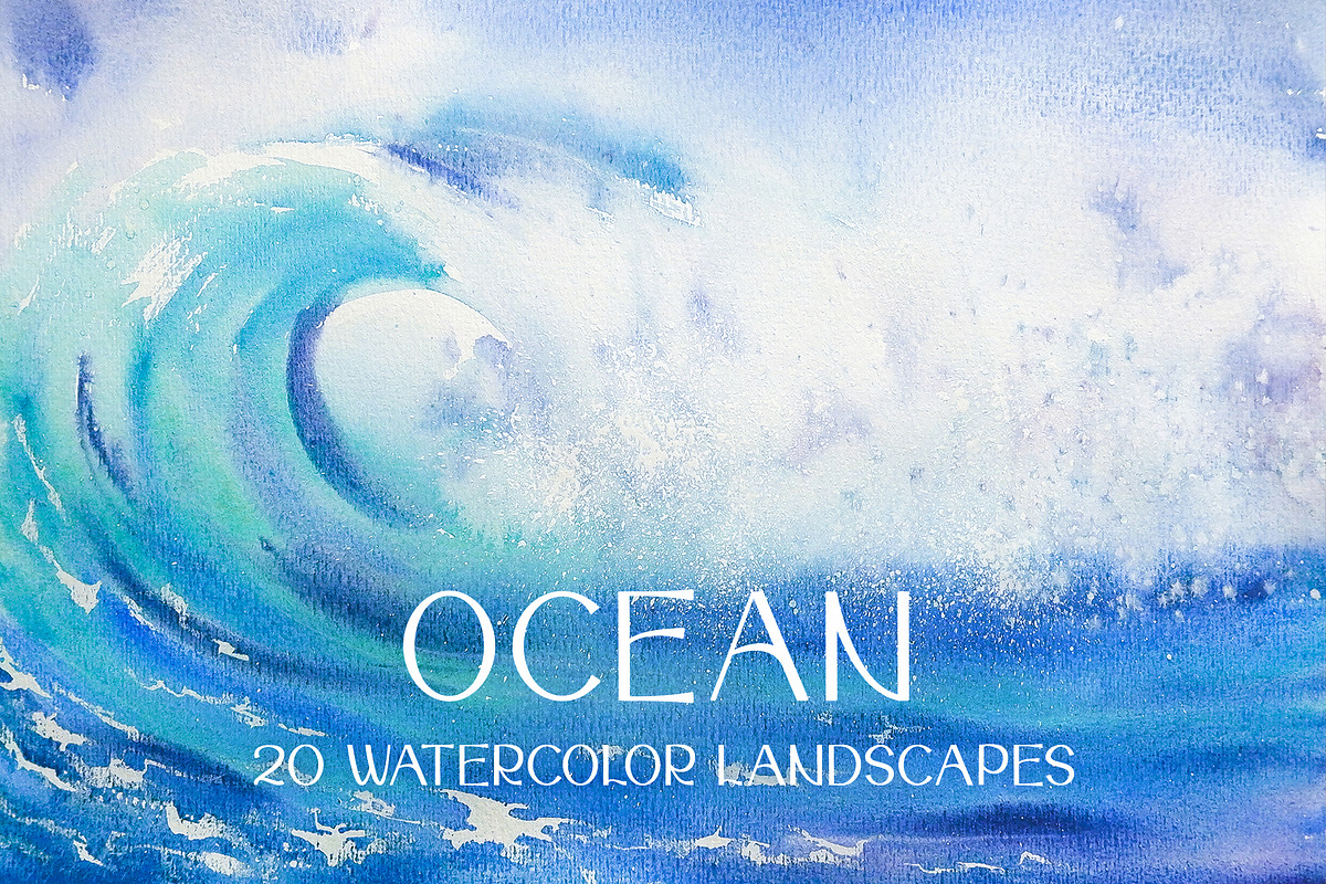 Watercolor Ocean & Sea Landscapes, a Seasonal Illustration by NataliArkushArt (Photo 1 of 15)