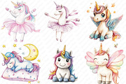 Watercolor Cute Unicorn Clipart, an Illustration by Watercolor design (Thumbnail 3 of 11)