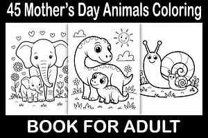 Mother’s Day Animals Coloring Book, a Seasonal Illustration by Design Station