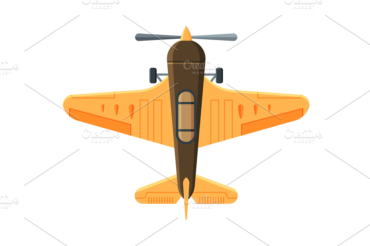 Retro Flying Aircraft, Biplane View, a Transportation Illustration by TopVectors