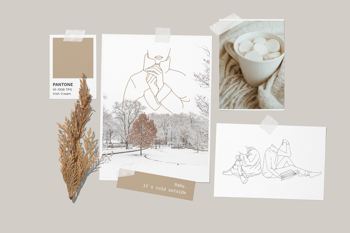 Cozy Mood. Line Art Seasonal Women, a Seasonal Illustration by AnMark (Photo 2 of 10)