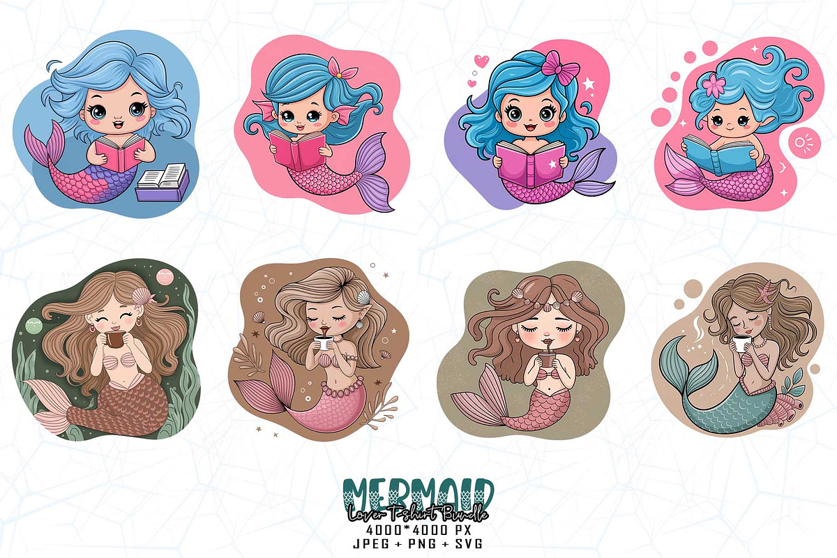 Groovy Mermaid Clipart Bundle, an Illustration by Sofia's Fashion (Photo 3 of 3)