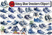 Navy Blue Sneakers Clipart, an Illustration by Design Market (Thumbnail 1 of 3)