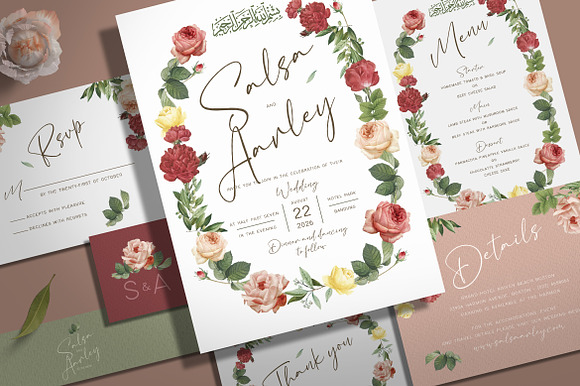 Islamic Flowers Invitation Set preview 6
