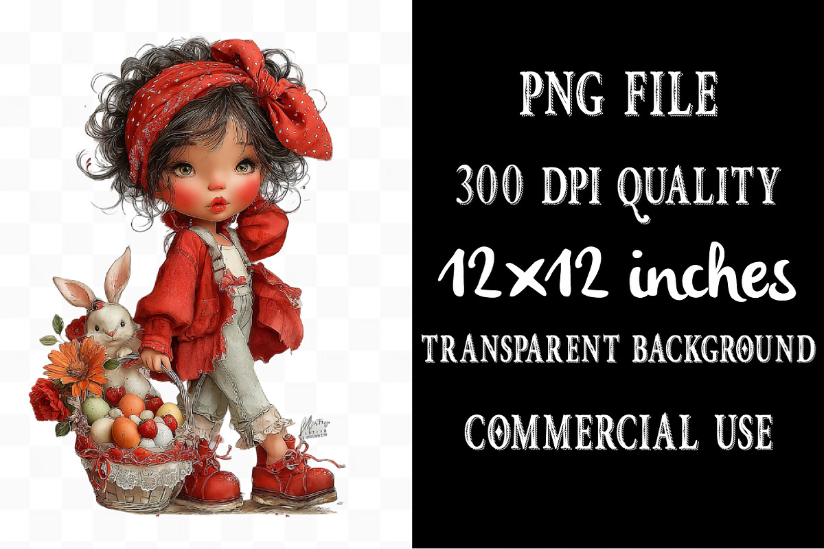 Whimsical Easter Girl Clipart, an Illustration by Designking (Photo 4 of 5)