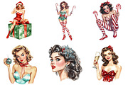 Pin Up Girls Christmas Clipart, an Illustration by DreamArtGraphic (Thumbnail 5 of 5)