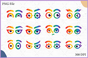 Colorful Rainbow Cartoon Eye SVG Set, an Object Illustration by Gfx Expert Team (Thumbnail 1 of 3)