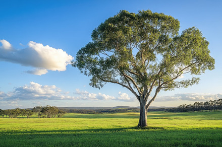 Majestic eucalyptus tree stands alon, a Photo by Iftikhar Alam