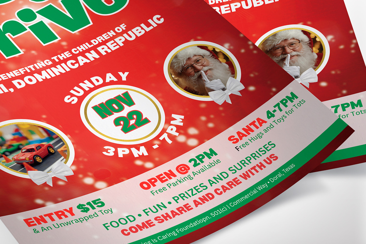 Christmas Toy Drive Flyer Template, a Flyer Template by Four C Graphic (Photo 11 of 11)