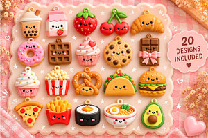 20 Cute Food Keychain STL Bundle