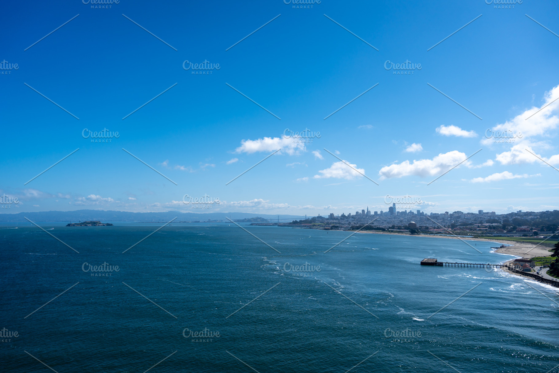 San Francisco skyline and bay view from Golden Gate Bridge, a Nature Photo by GoodGoods