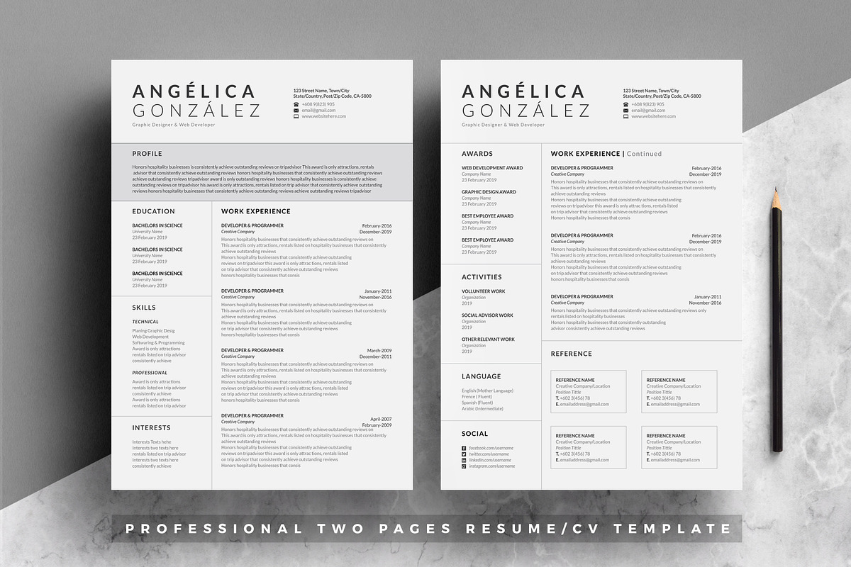 Creative & Professional Word Resume, a Resume Template by White Graphic