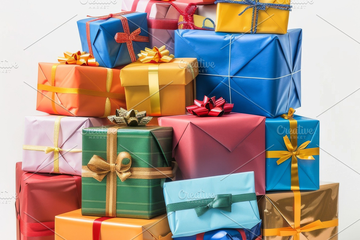 86 Gift boxes with ribbons and bows, a Holiday Photo by Handmadefont (Photo 52 of 90)