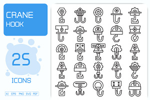 Winch Crane Hook Icons, an Outline Icon by Designfour