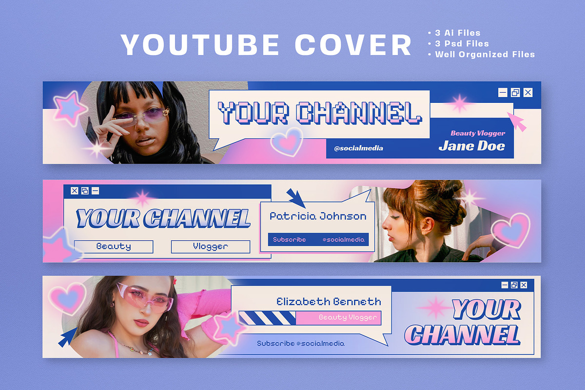 Y2K Beauty Vlogger Youtube Banner, a Social Media Template by graphicook (Photo 2 of 3)
