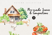Farmhouse Harvest Watercolor Set, a Seasonal Illustration by Sunshine Art (Thumbnail 8 of 10)
