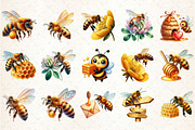 Watercolor Busy Honey Bee Clipart, an Illustration by Rose Art (Thumbnail 2 of 7)