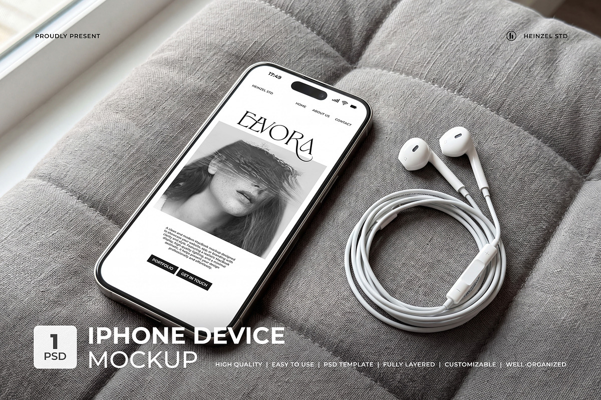 Elvora - iPhone Device Mockup, an iPhone Mockup by Heinzel Std Mockup (Photo 1 of 5)