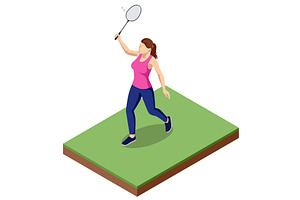 An isometric illustration of a woman, a Sport Illustration by Golden Sikorka