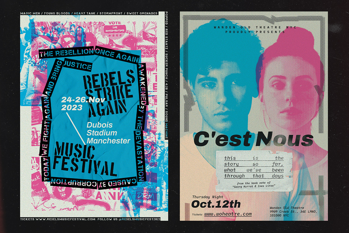 Risograph Poster Templates, a Flyer Template by Bornx Design (Photo 4 of 7)