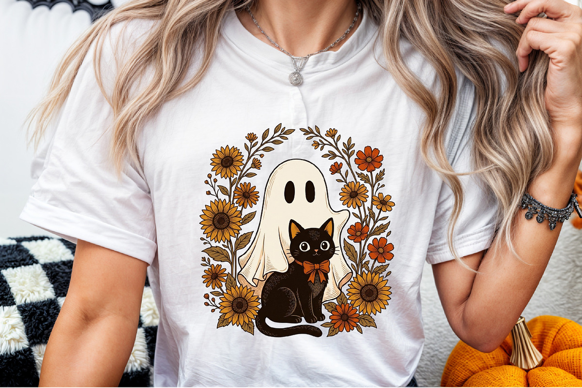 Cute Halloween Ghost and Cat Png, a Work Illustration by Sublimation Artist (Photo 6 of 9)