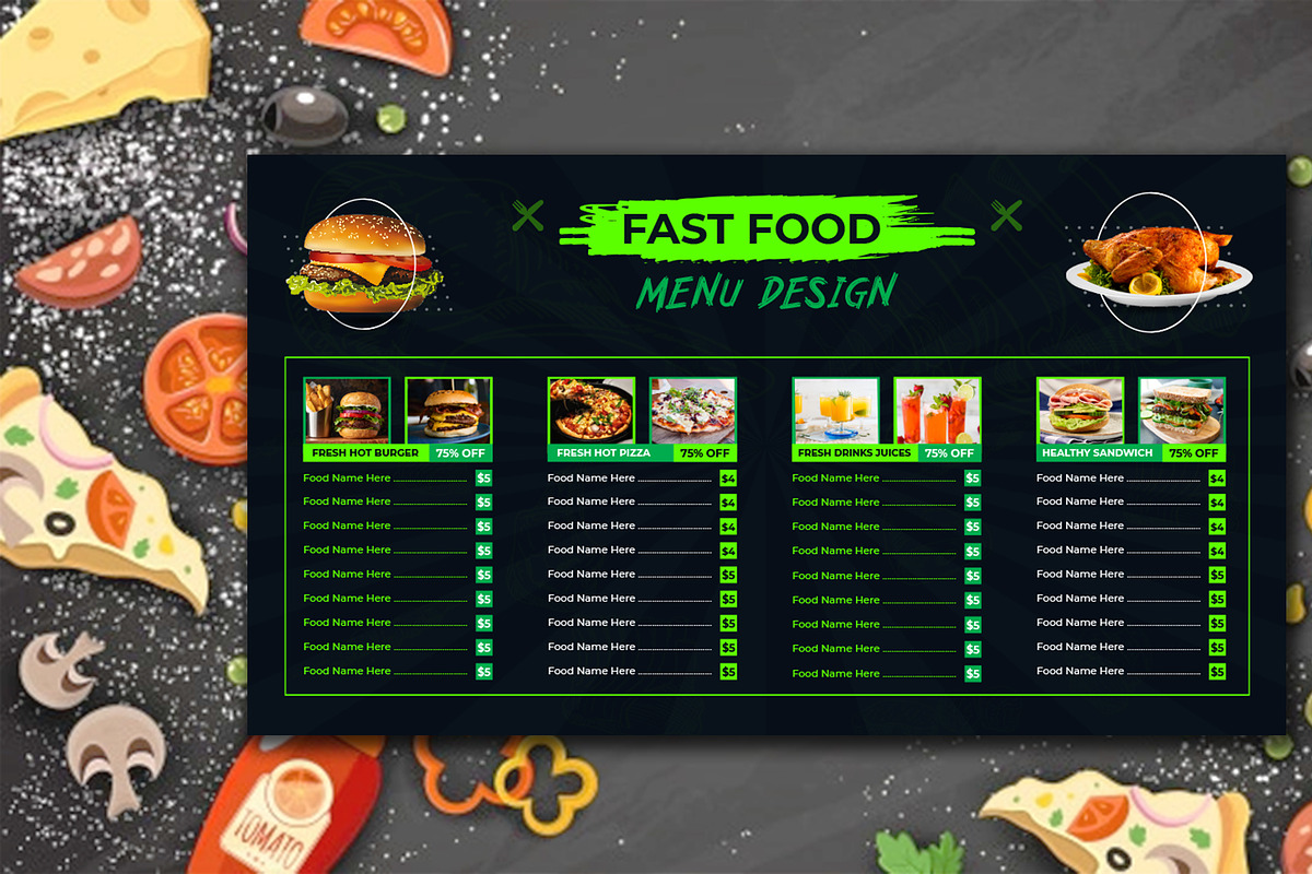 Digital Fast Food Menu Template, a Stationery Template by MRI STUDIO (Photo 2 of 4)