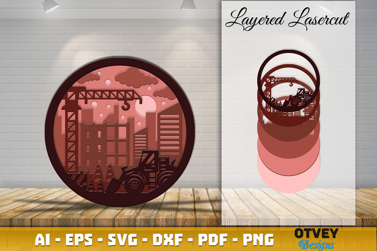 Construction Scene Layered Lasercut, a Graphic by OTVEY DESIGN (Photo 7 of 7)