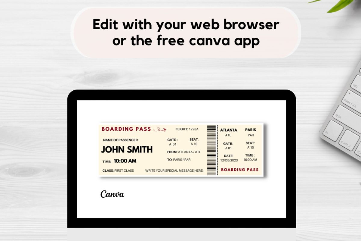 Editable Boarding Pass Template, a Card Template by YasdeyDesigns (Photo 5 of 8)
