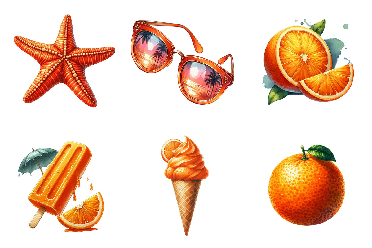 Watercolor Summer Orange PNG, an Illustration by SinaCreation (Photo 2 of 5)